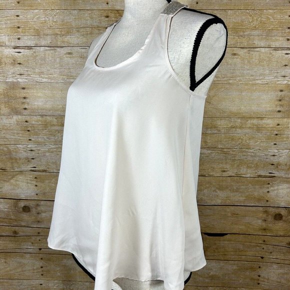 Lauren Conrad Womens Beaded T Back w/Bow Tank Top Size XS Cream Pink Tint - Picture 3 of 8